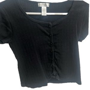 White Fawn black crop top
